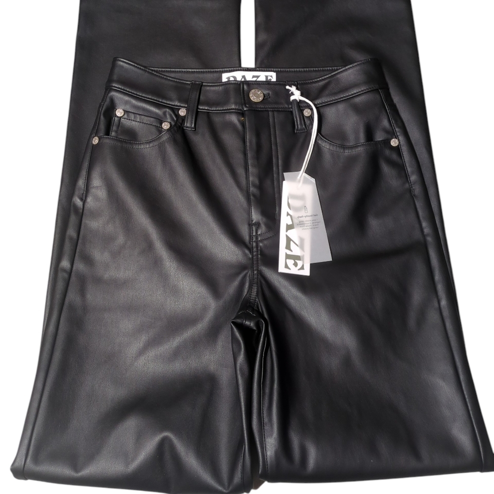 DAZE Black Faux Leather Pants Size  24 - Picture 8 of 8